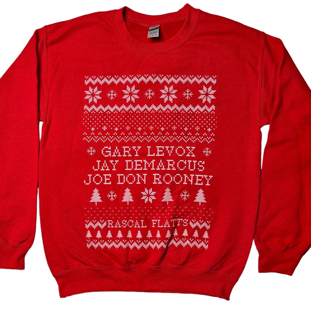 NWOT Rascal Flatts Band Member Holiday Crewneck Sweatshirt Red Unisex S 2XL